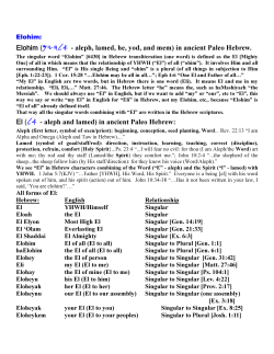 Elohim (myhla - aleph, lamed, he, yod, and mem)
