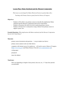 the lesson plan Maine Statehood and the Missouri