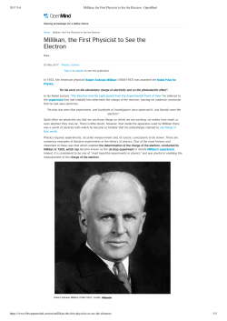 Millikan, the First Physicist to See the Electron - OpenMind