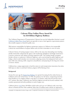 Caltrans Wins Golden Fleece Award for Its $10 Billion Highway