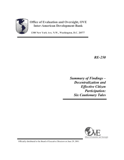 RE-250 Summary of Findings – Decentralization and Effective