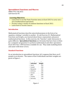 Excel 2013 Boot Camp: Spreadsheet Functions and Macros