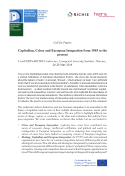 Capitalism, Crises and European Integration from 1945 to the present