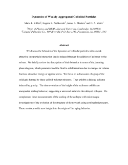Dynamics of Weakly Aggregated Colloidal