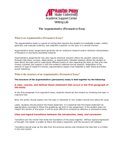 The Argumentative (Persuasive) Essay