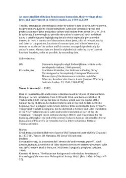 An annotated list of Italian Renaissance humanists, their writings