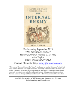 Forthcoming September 2013 THE INTERNAL ENEMY Alan Taylor