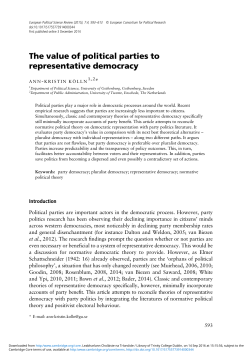 The value of political parties to representative democracy
