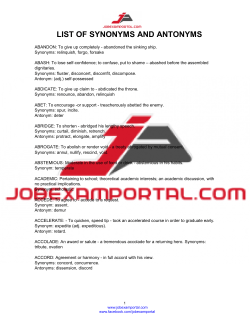 Synonyms and Antonyms A