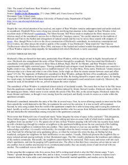 Title: The sound of loneliness: Rear Window`s soundtrack Author(s