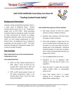 Cooling Cooked Foods Safely - CALS Cooperative Extension