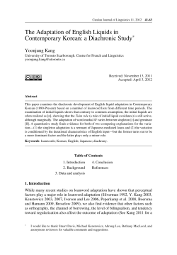 The Adaptation of English Liquids in Contemporary Korean: a