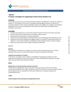 Math Solutions Professional Learning Agenda Fractions: Strategies
