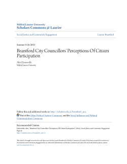 Brantford City Councillors` Perceptions Of Citizen Participation