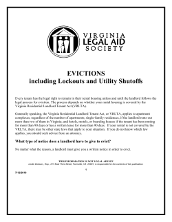 EVICTIONS including Lockouts and Utility Shutoffs
