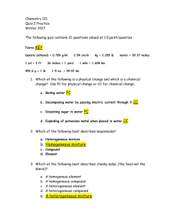 PC CC PC CC b. Homogeneous mixture e. A heterogeneous mixture
