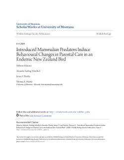 Introduced Mammalian Predators Induce Behavioural Changes in