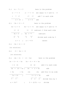 (1.) |x - 7| = 3 here is the problem x - 7 = 3 x - 7 =
