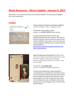 Music Resources - Library Update &ndash; January 9, 2013