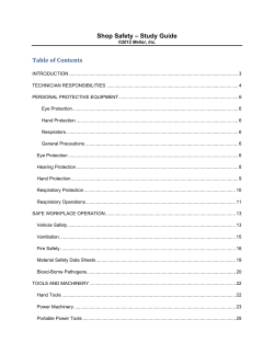 Shop Safety &ndash; Study Guide Table of Contents