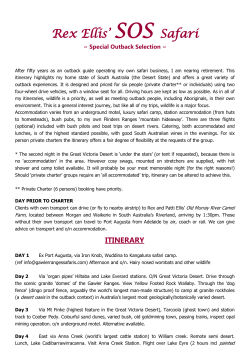 Itinerary - Rex Ellis`s Bush Safari