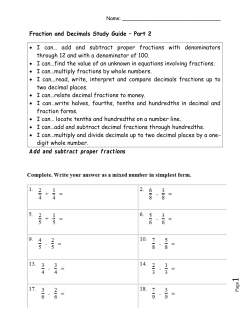 Fraction and Decimals Study Guide