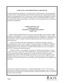ENHANCING YOUR PROFESSIONAL SKEPTICISM Exercising
