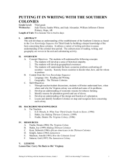 TITLE: PUTTING IT IN WRITING WITH THE SOUTHERN COLONIES