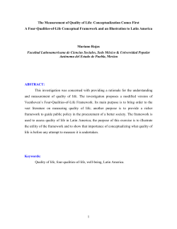 The Measurement of Quality of Life: Conceptualization comes first