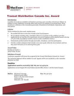 Transat Distribution Canada Inc. Award