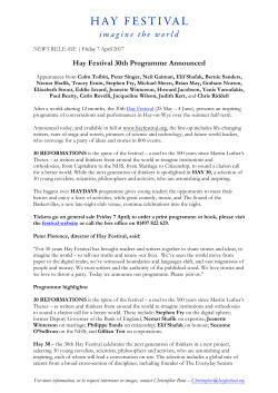 Hay Festival 30th Programme Announced