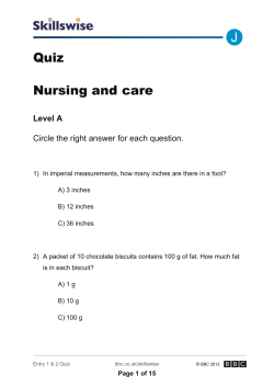 Quiz Nursing and care