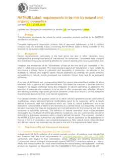 NATRUE Label: requirements to be met by natural and organic