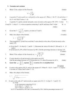1. Formulae and variation 1. Make U the subject of the formula