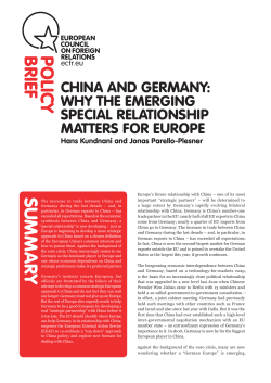 China and Germany: Why the emerging special relationship