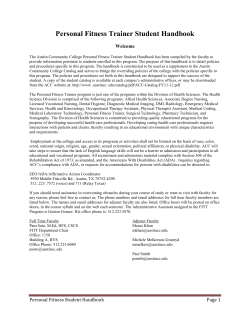 Personal Fitness Trainer Student Handbook