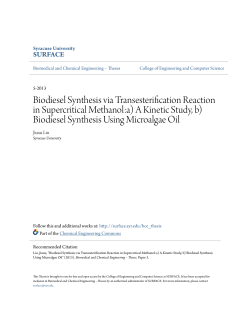 Biodiesel Synthesis via Transesterification Reaction in Supercritical