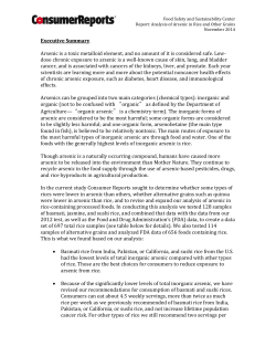 Executive Summary Arsenic is a toxic metalloid element, and no