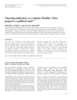 Choosing indicators to evaluate Healthy Cities