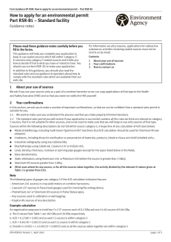 How to apply for an environmental permit Part RSR