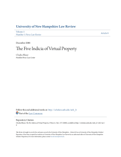 The Five Indicia of Virtual Property