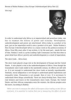 Review of Walter Rodney`s How Europe Underdeveloped Africa Part