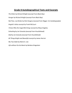 Grade 8 Autobiographical Texts and Excerpts