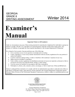 Grade 8 Writing Examiner`s Manual 2014