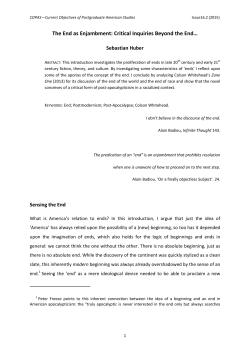 The End as Enjambment: Critical Inquiries Beyond the End&hellip;