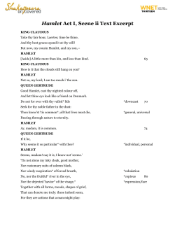 Hamlet Act I, Scene ii Text Excerpt