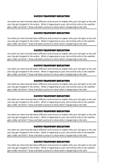Passive Transport Reflection Use what you have learned about