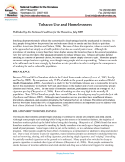 Tobacco Use and Homelessness - National Coalition for the Homeless