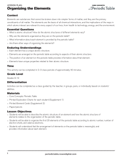 Organizing the Elements - Core Concepts: Periodic Table