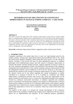 determinants of the concept of continuous improvement in